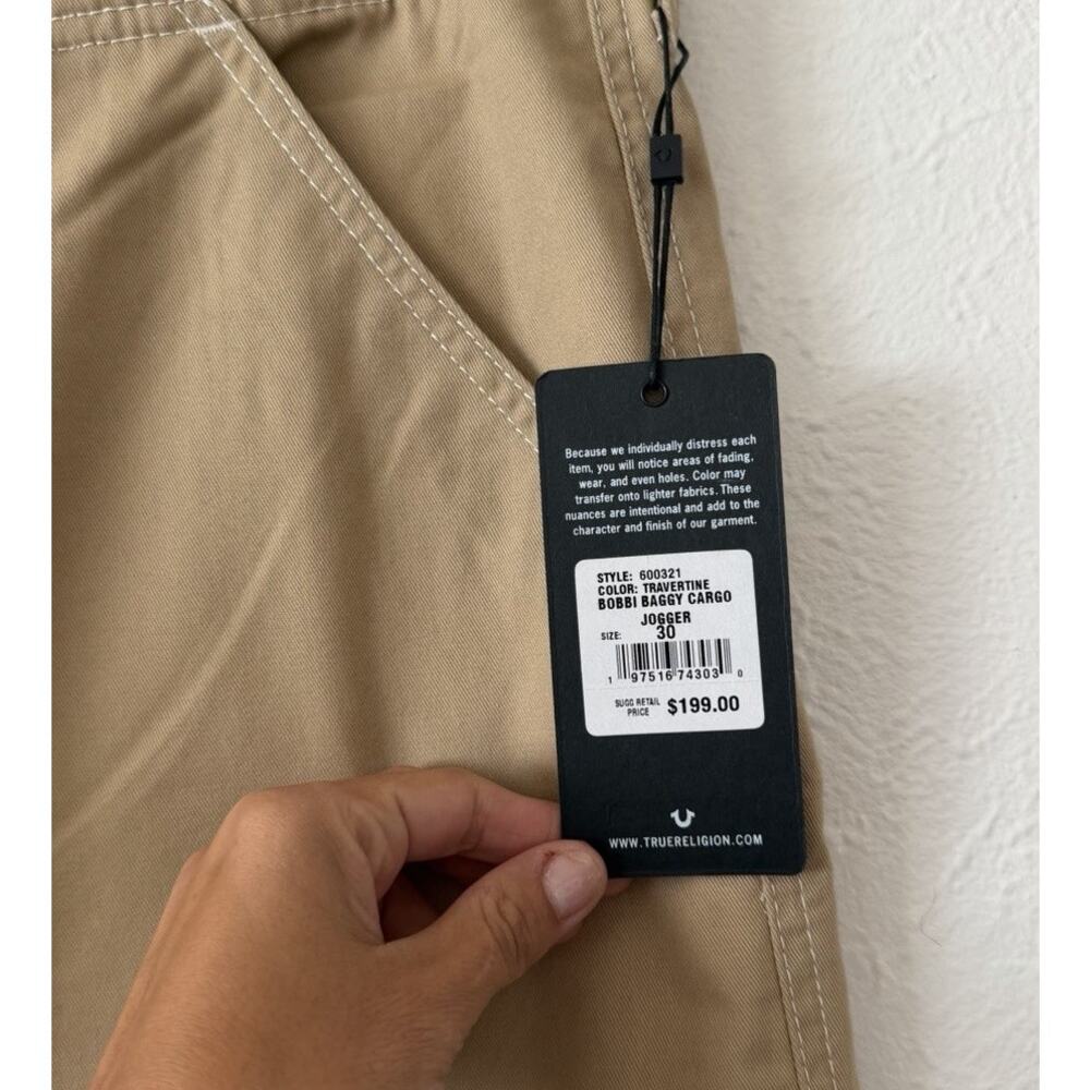True Religion Bobbi Baggy Cargo Jogger Pants Women’s 30 Khaki Tan NWT - Picture 4 of 9